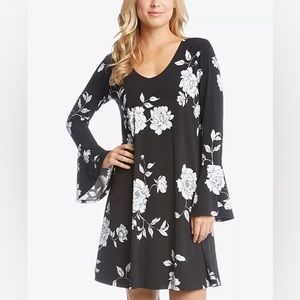 Karen Kane Black Mini Dress with White Floral Print